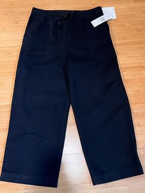 Vintage JONES Sport Capri Pants - Drawstring Black Cotton Cropped Size 10 NWT